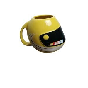 Vintage NASCAR Helmet Design Ceramic Mug Cup Stock Car Racing Yellow 2003